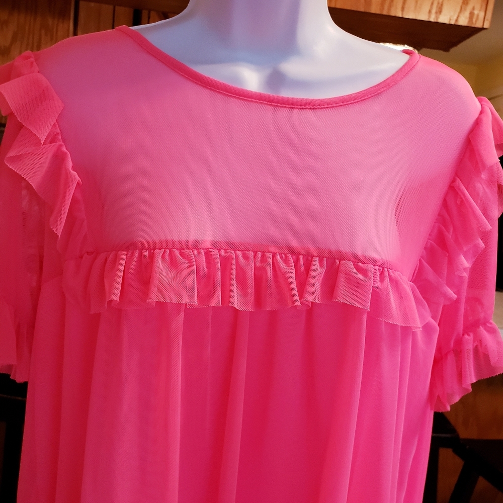 Flourecent Pink Ruffle Top - Picture 7 of 9